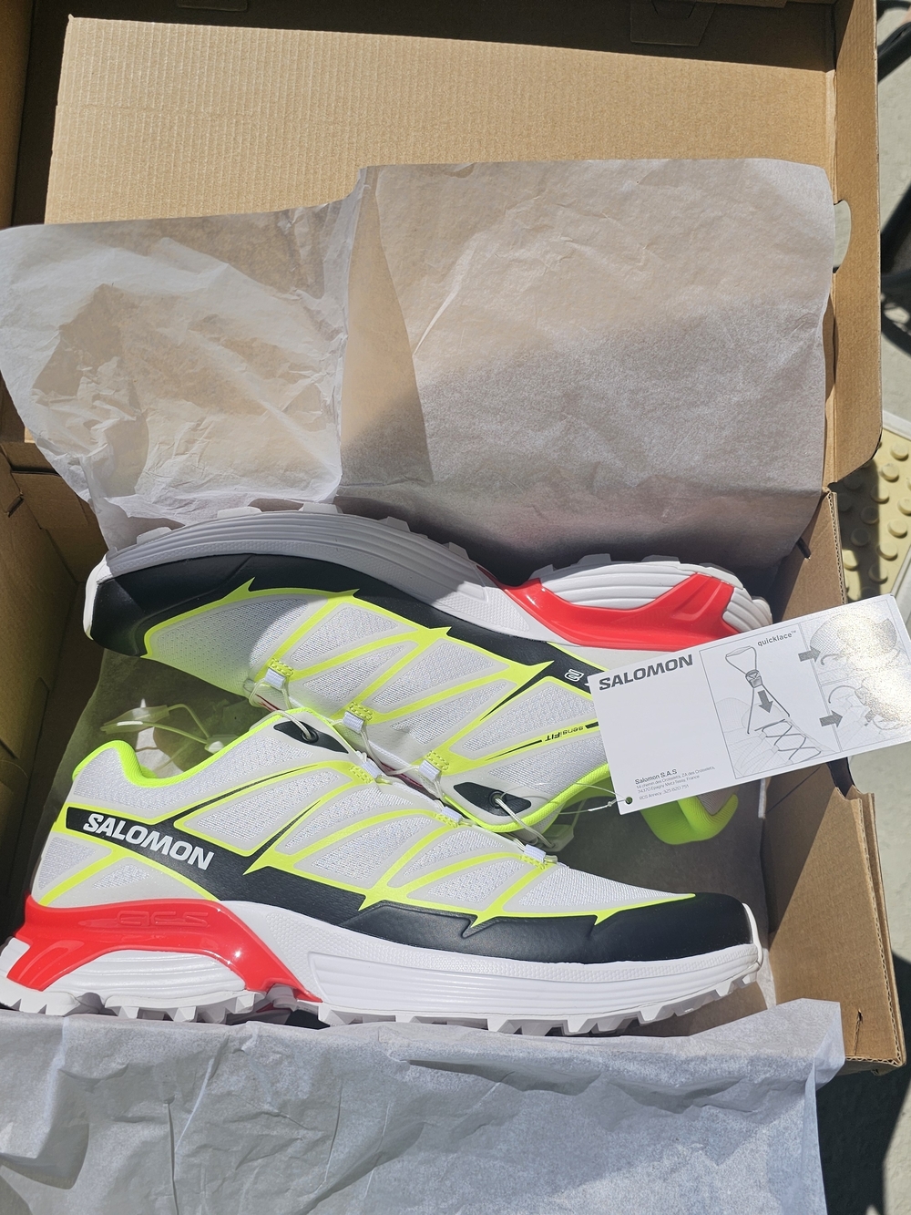 Size 11 - Salomon XT-Pathway 2 White Safety Yellow Fiery Red